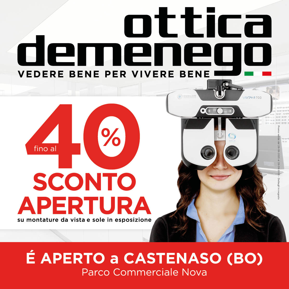 Ottica Demenego apre a Castenaso: sconti fino al 40%