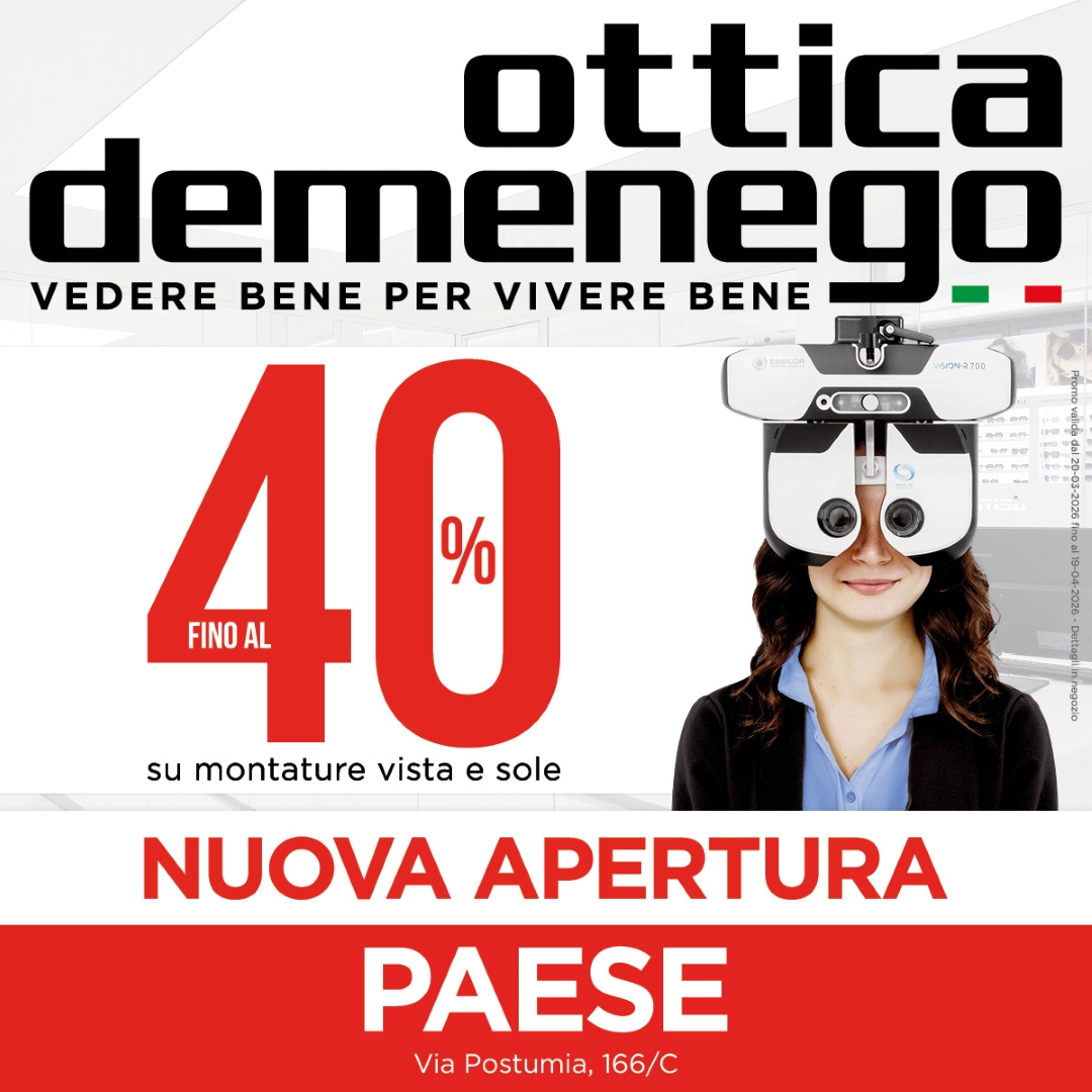 Ottica Demenego apre a Paese con sconti fino al 40%!