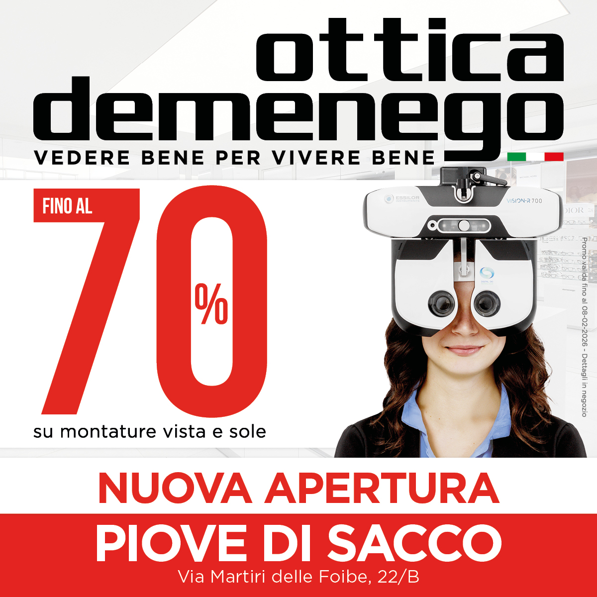 Ottica Demenego apre a Piove di Sacco con sconti fino al 70%!